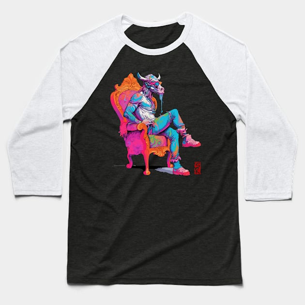 Hipster Bull Baseball T-Shirt by siriusreno